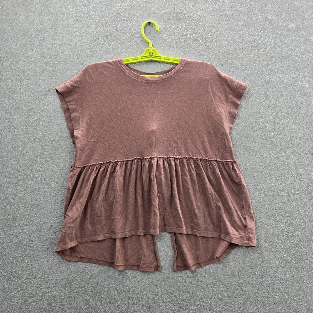 American Eagle Outfitters Women Blouse S Mauve Peplum Strap Crew Neck‎ NWT